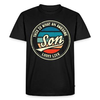 Son So Looks A Saying Funny Gift Idea - Men's Premium Organic T-Shirt - black - Front - Nico (187cm)