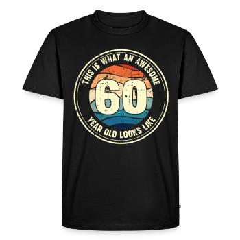 60th birthday so you see with 60 retro gift - Men's Premium Organic T-Shirt - black - Front - Nico (187cm)