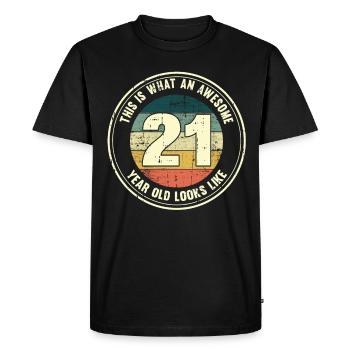 21ème anniversaire pour que vous voyiez avec 21 cadeaux rétro - T-shirt Premium bio Homme - noir - Devant - Nico (187cm)
