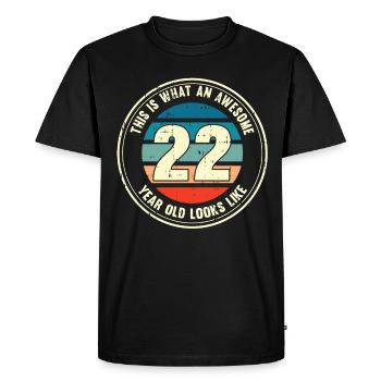 22e anniversaire pour que vous voyiez avec 22 cadeaux rétro - T-shirt Premium bio Homme - noir - Devant - Nico (187cm)