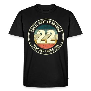 22e anniversaire pour que vous voyiez avec 22 cadeaux rétro - T-shirt Premium bio Homme - noir - Devant - Nico (187cm)
