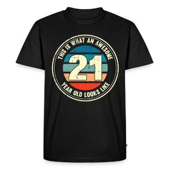 21ème anniversaire pour que vous voyiez avec 21 cadeaux rétro - T-shirt Premium bio Homme - noir - Devant - Nico (187cm)