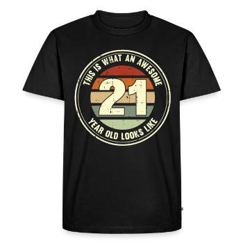21ème anniversaire pour que vous voyiez avec 21 cadeaux rétro - T-shirt Premium bio Homme - noir - Devant - Nico (187cm)