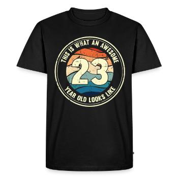 23ème anniversaire pour que vous voyiez avec 23 cadeaux rétro - T-shirt Premium bio Homme - noir - Devant - Nico (187cm)