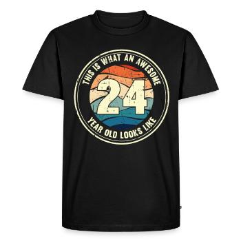 24e anniversaire pour que vous voyiez avec 24 cadeaux rétro - T-shirt Premium bio Homme - noir - Devant - Nico (187cm)