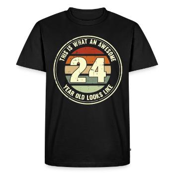 24e anniversaire pour que vous voyiez avec 24 cadeaux rétro - T-shirt Premium bio Homme - noir - Devant - Nico (187cm)