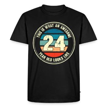 24e anniversaire pour que vous voyiez avec 24 cadeaux rétro - T-shirt Premium bio Homme - noir - Devant - Nico (187cm)