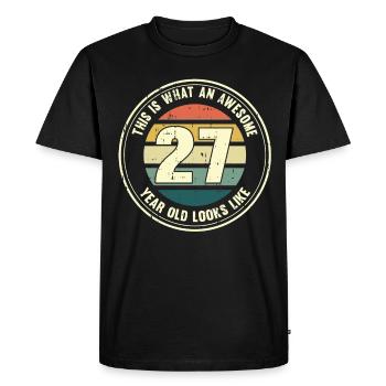 27ème anniversaire pour que vous voyiez avec 27 cadeaux rétro - T-shirt Premium bio Homme - noir - Devant - Nico (187cm)