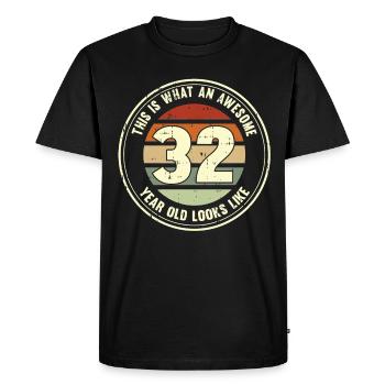 32e anniversaire pour que vous voyiez avec 32 cadeaux rétro - T-shirt Premium bio Homme - noir - Devant - Nico (187cm)