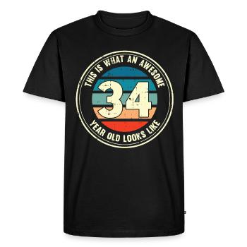 34e anniversaire pour que vous voyiez avec 34 cadeaux rétro - T-shirt Premium bio Homme - noir - Devant - Nico (187cm)