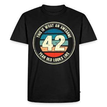 42e anniversaire pour que vous voyiez avec 42 cadeaux rétro - T-shirt Premium bio Homme - noir - Devant - Nico (187cm)