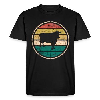 Cadeau de ferme laitière Cow Retro Moo Farmer - T-shirt Premium bio Homme - noir - Devant - Nico (187cm)