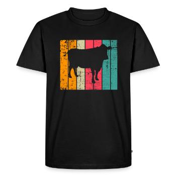 Cadeau de ferme laitière Cow Retro Moo Farmer - T-shirt Premium bio Homme - noir - Devant - Nico (187cm)