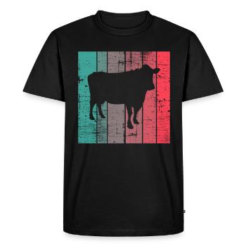 Cadeau de ferme laitière Cow Retro Moo Farmer - T-shirt Premium bio Homme - noir - Devant - Nico (187cm)