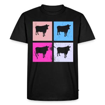 Cadeau de ferme laitière Cow Retro Moo Farmer - T-shirt Premium bio Homme - noir - Devant - Nico (187cm)