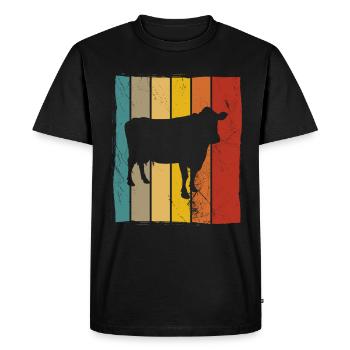 Cadeau de ferme laitière Cow Retro Moo Farmer - T-shirt Premium bio Homme - noir - Devant - Nico (187cm)