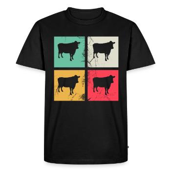 Cow Animal Farmer Moo Retro Farm Gift - T-shirt Premium bio Homme - noir - Devant - Nico (187cm)