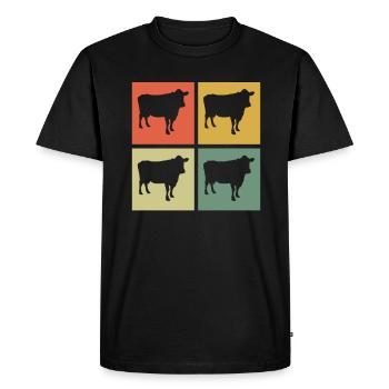 Cow Animal Farmer Moo Retro Farm Gift - T-shirt Premium bio Homme - noir - Devant - Nico (187cm)