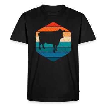 Cadeau de ferme laitière Cow Retro Moo Farmer - T-shirt Premium bio Homme - noir - Devant - Nico (187cm)