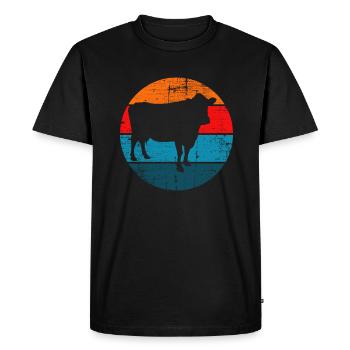 Cadeau de ferme laitière Cow Retro Moo Farmer - T-shirt Premium bio Homme - noir - Devant - Nico (187cm)