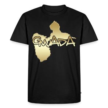 Gwada Carte Ile Merveilleuse Guadeloupe En Or - T-shirt Premium bio Homme - noir - Devant - Nico (187cm)