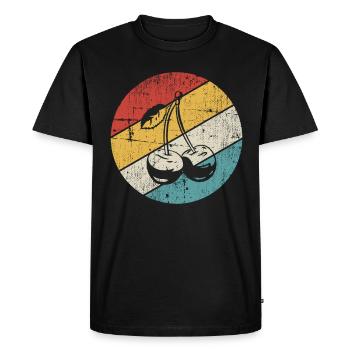 Cherry Retro Fruit Fruit Round - Men's Premium Organic T-Shirt - black - Front - Nico (187cm)
