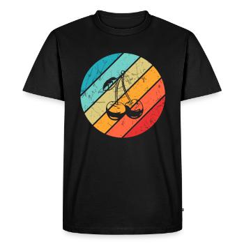 Cherry Retro Fruit Fruit Round - Men's Premium Organic T-Shirt - black - Front - Nico (187cm)