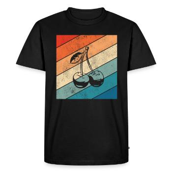 Fruit de Cerise Retro Fruits Rouge Cadeau - T-shirt Premium bio Homme - noir - Devant - Nico (187cm)