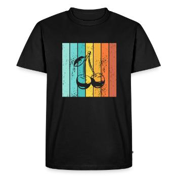 Fruit rétro cerise - T-shirt Premium bio Homme - noir - Devant - Nico (187cm)