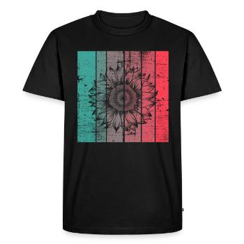 Cadeau rétro de fleur de tournesol - T-shirt Premium bio Homme - noir - Devant - Nico (187cm)