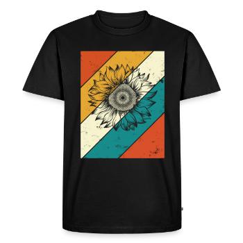 Fleur de tournesol Fleur Rétro Cadeau - T-shirt Premium bio Homme - noir - Devant - Nico (187cm)