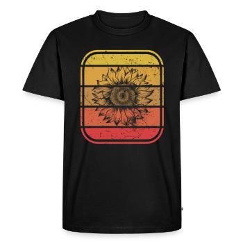 Fleur de tournesol Fleur Rétro Cadeau - T-shirt Premium bio Homme - noir - Devant - Nico (187cm)