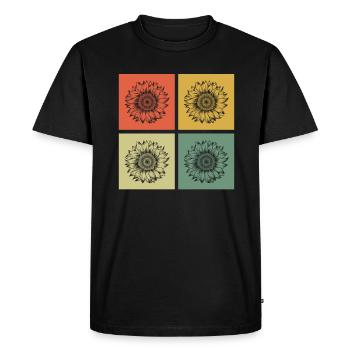 Fleur de tournesol Fleur Rétro Cadeau - T-shirt Premium bio Homme - noir - Devant - Nico (187cm)