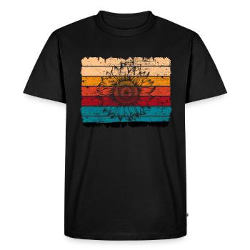 Fleur de tournesol Fleur Rétro Cadeau - T-shirt Premium bio Homme - noir - Devant - Nico (187cm)
