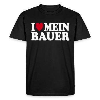 I Love My Farmer Fun Bold Expression Graphic - Men's Premium Organic T-Shirt - black - Front - Nico (187cm)