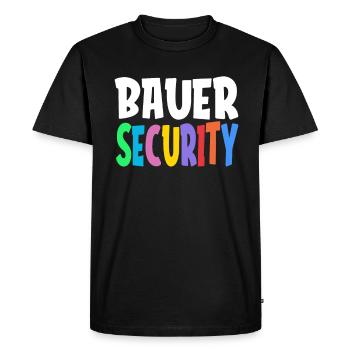 Logo coloré de Bauer Security Rainbow Lettering - T-shirt Premium bio Homme - noir - Devant - Nico (187cm)