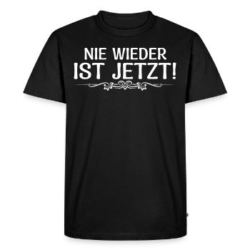 Never again is now - Men's Premium Organic T-Shirt - black - Front - Nico (187cm)