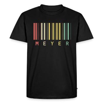Nom de famille Meyer Code à barres Code à barres Cadeau - T-shirt Premium bio Homme - noir - Devant - Nico (187cm)