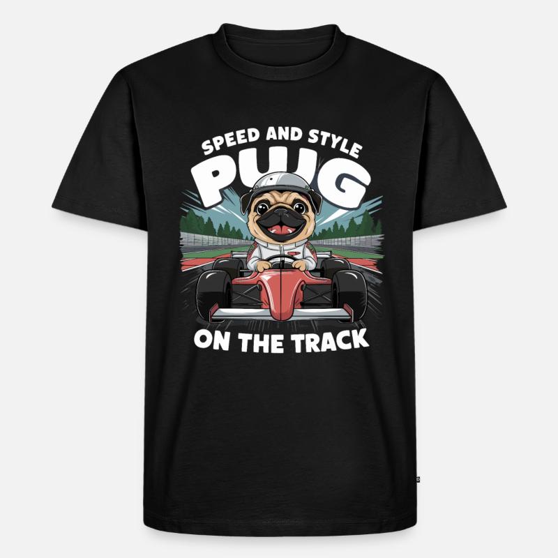 Mops Hundehalter Mops Rennfahrer Speed - Männer Premium Bio T-Shirt - Schwarz
