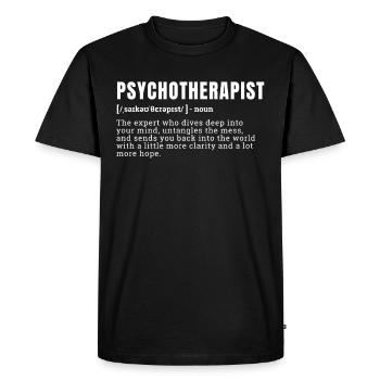 Psychothérapeute drôle Définition Profession - T-shirt Premium bio Homme - noir - Devant - Nico (187cm)