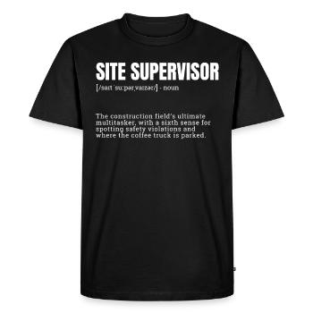 métiers, conception pour hommes, chef de chantier, - T-shirt Premium bio Homme - noir - Devant - Nico (187cm)