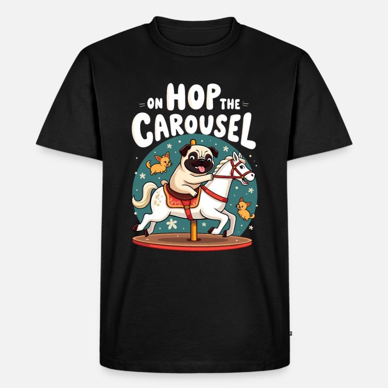 Mops Hundehalter Mops Liebe Karussell - Männer Premium Bio T-Shirt - Schwarz