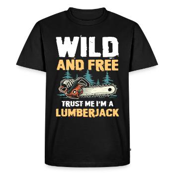 Wild and Free Trust Me I'm a Lumberjack - Men's Premium Organic T-Shirt - black - Front - Nico (187cm)