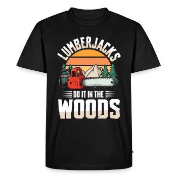 Lumberjacks Do it in the Woods - Men's Premium Organic T-Shirt - black - Front - Nico (187cm)