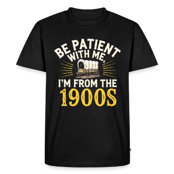 Patience à l’ancienne des années 1900 - T-shirt Premium bio Homme - noir - Devant - Nico (187cm)