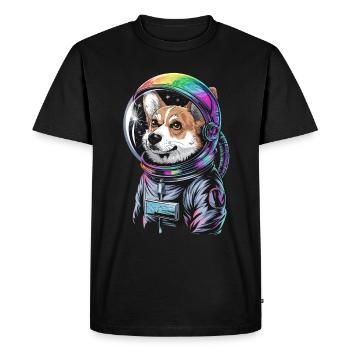 Astronaute Corgi Dog Adventure Fun - T-shirt Premium bio Homme - noir - Devant - Nico (187cm)