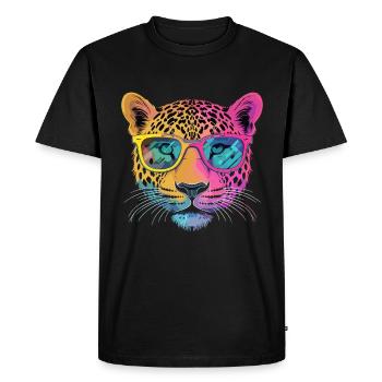 Guépard avec lunettes de soleil style hipster - T-shirt Premium bio Homme - noir - Devant - Nico (187cm)