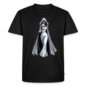 Femme fantomatique avec inspiration café - T-shirt Premium bio Homme - noir - Devant - Nico (187cm)