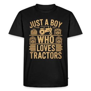 Juste un garçon qui aime les tracteurs et qui est - T-shirt Premium bio Homme - noir - Devant - Nico (187cm)
