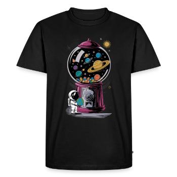 Machine à chewing-gum astronaute planète univers - T-shirt Premium bio Homme - noir - Devant - Nico (187cm)